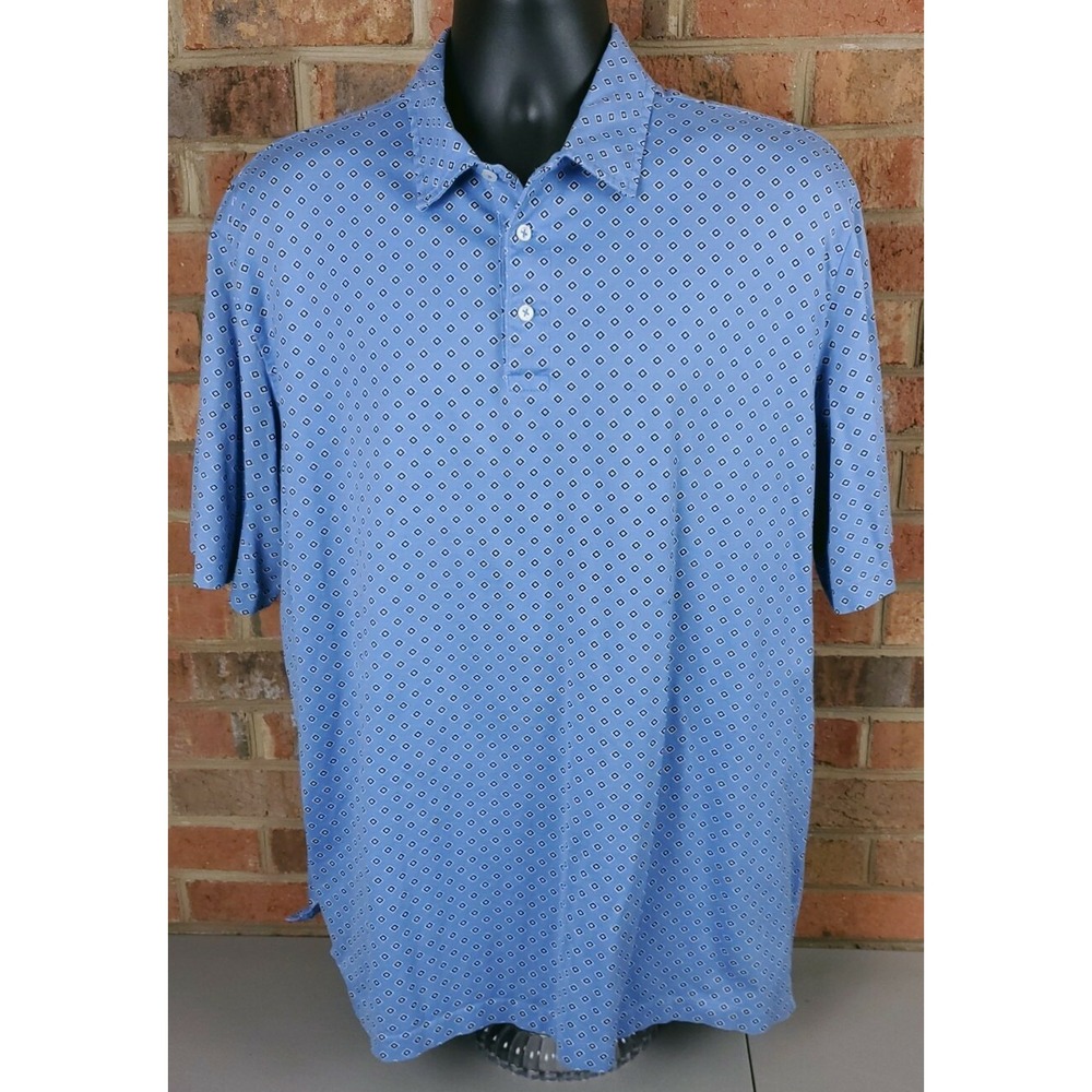 Polo Ralph Lauren Blue Diamond Pattern Golf Polo Shirt Mens Size XL